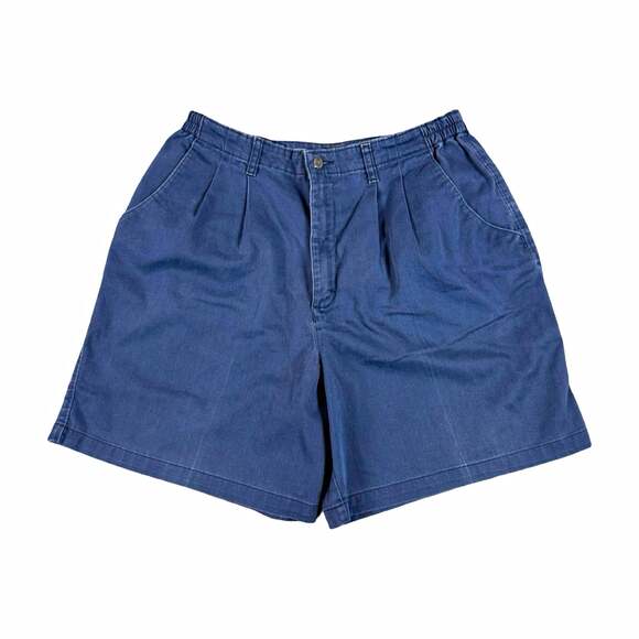 Lee Pants - Vintage Lee Women’s Blue Pleated Chino Shorts Cotton Twill Elastic Waist 16W